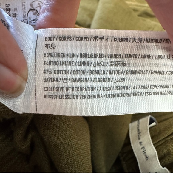 Abercrombie Linen Blend Pleated Wide Leg Pants Size M Green Neutral Minimal Work - Picture 5 of 9